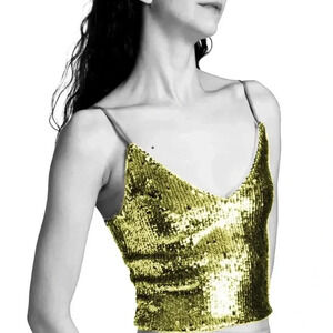 LE SUPERBE Lila Sequin Cami in Green Size XS